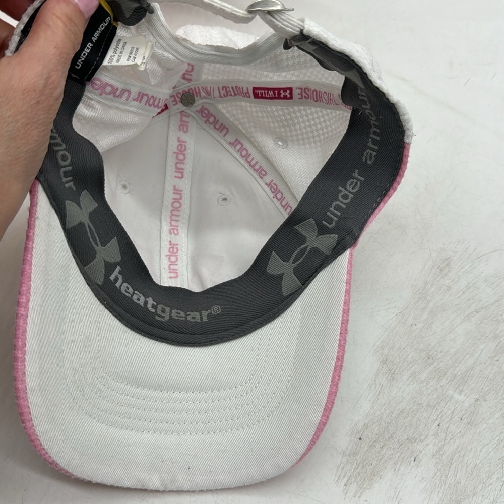 Under Armour Pink White Adjustable Logo Baseball Hat HT5230F - Picture 6 of 6